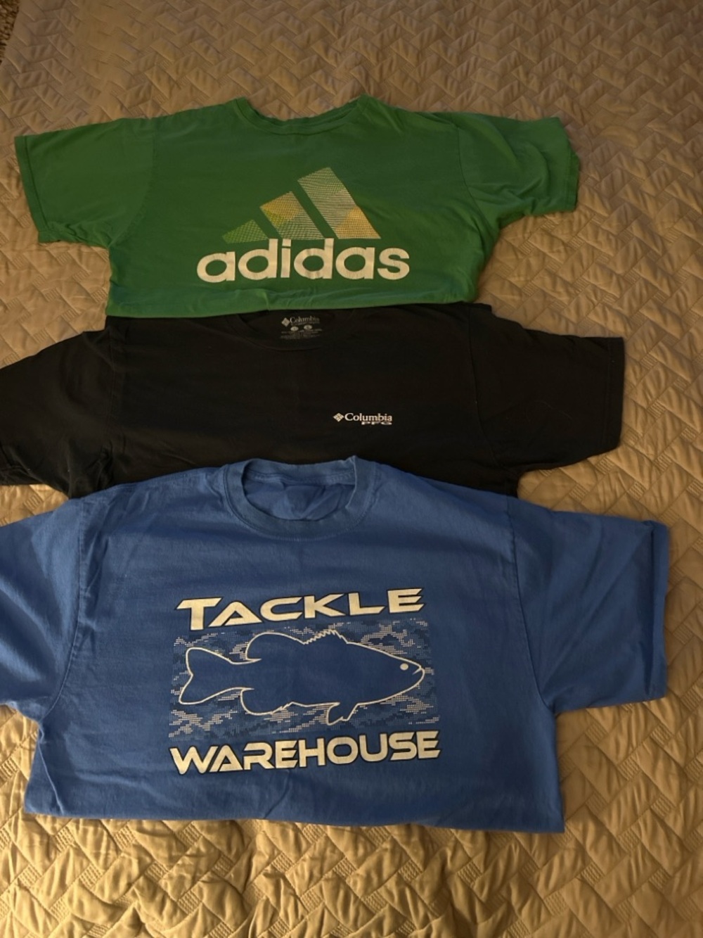 Men’s  Adidas T-Shirt 3 Bundle Size L – Adidas + Columbia  + Tackle Warehouse